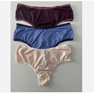 NEW Hanky Panky MoveCalm Assorted 3-Pack Natural Rise Thongs Size XS